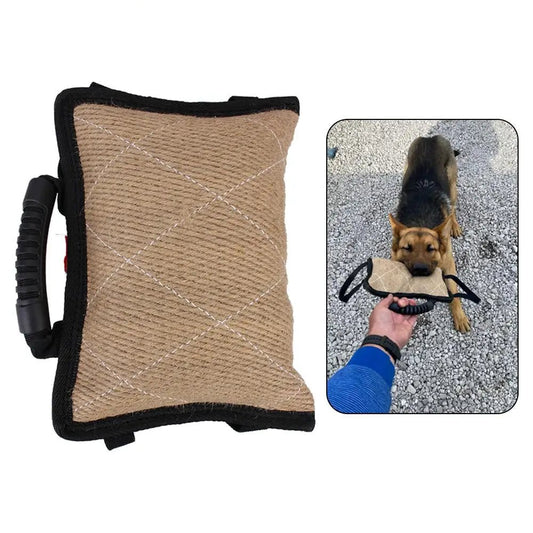 Dog Training Bite Tug Pillow Dog Training Hemp Cloth Chewing Toy Dog Bite Stick With 2 Rope Handles Dog Accessories - Furbury