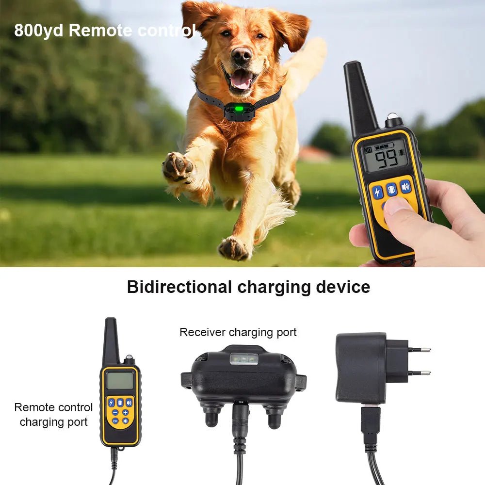 Dog Training Digital Collar Waterproof Rechargeable Remote Control Pet with LCD Display for All Size Shock Vibration Sound - Furbury