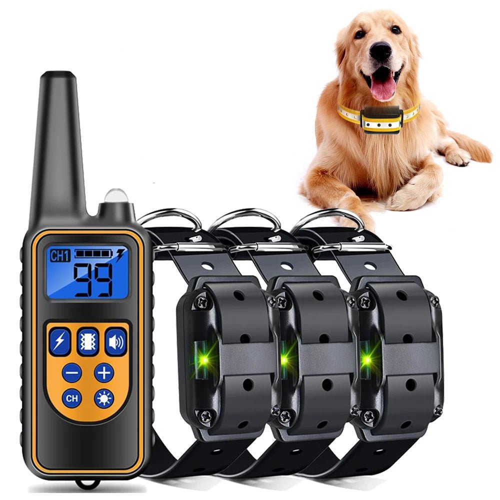 Dog Training Digital Collar Waterproof Rechargeable Remote Control Pet with LCD Display for All Size Shock Vibration Sound - Furbury