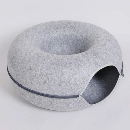 Donut Cat Bed Interactive Tunnel Pet Felt Indoor Toys Cats House Kitten Training Toy Cat Kennel Pets Supplies - Furbury