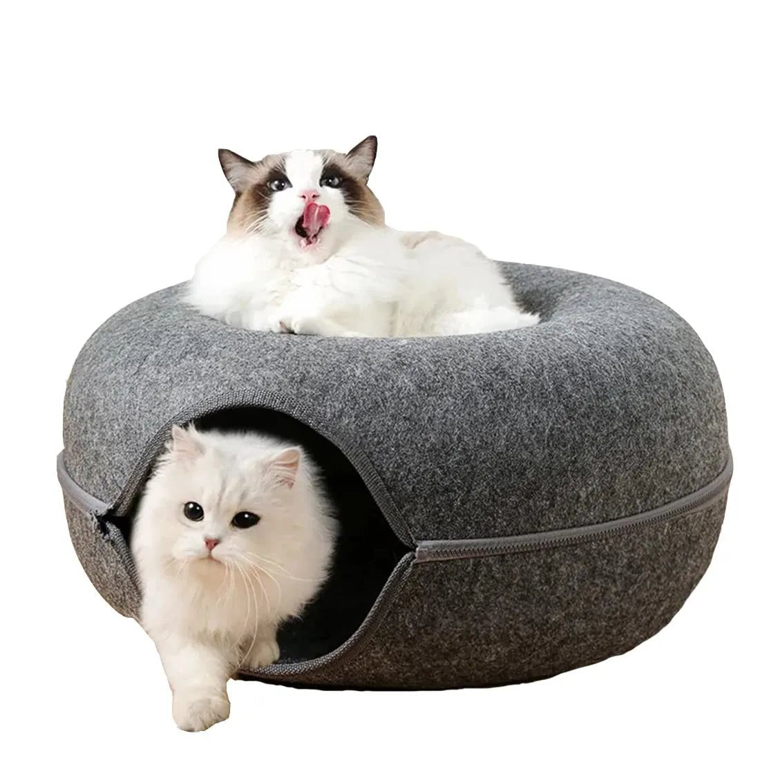 Donut Cat Bed Interactive Tunnel Pet Felt Indoor Toys Cats House Kitten Training Toy Cat Kennel Pets Supplies - Furbury