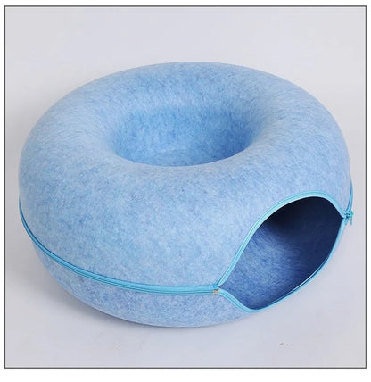 Donut Cat Bed Interactive Tunnel Pet Felt Indoor Toys Cats House Kitten Training Toy Cat Kennel Pets Supplies - Furbury