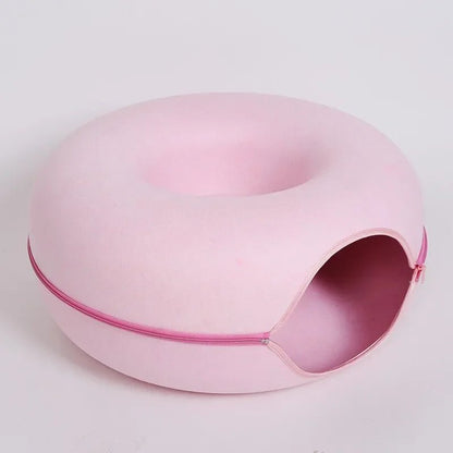 Donut Cat Bed Interactive Tunnel Pet Felt Indoor Toys Cats House Kitten Training Toy Cat Kennel Pets Supplies - Furbury