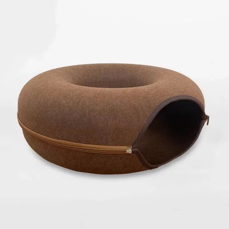 Donut Cat Bed Interactive Tunnel Pet Felt Indoor Toys Cats House Kitten Training Toy Cat Kennel Pets Supplies - Furbury