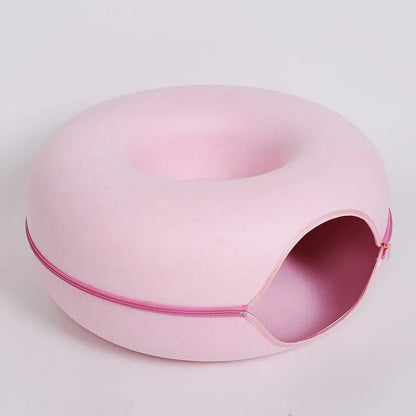 Donut Cat Bed Interactive Tunnel Pet Felt Indoor Toys Cats House Kitten Training Toy Cat Kennel Pets Supplies - Furbury