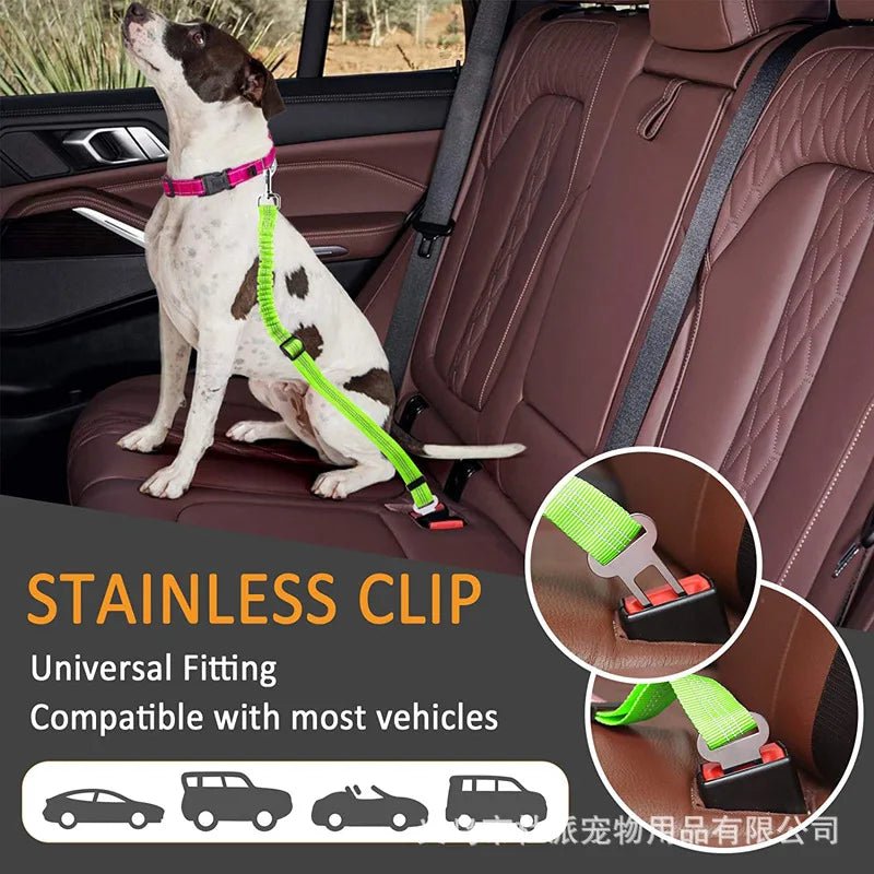 Elastic Nylon Dog Seat Belt For Small Large Dogs Adjustable Reflective Durable Lead Puppy Travel Car Safety Rope - Furbury