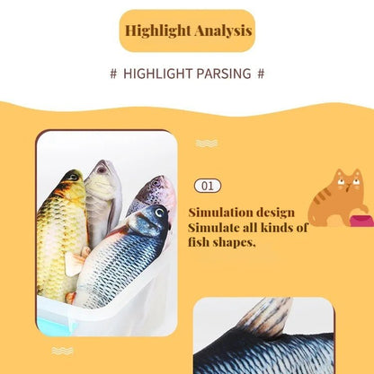 Electric Cat Toy Fish Pet Cat Toys Simulation Fish Swing Kitten Dance Fish Toy Funny Cats Chewing Playing Supplies USB Charging - Furbury