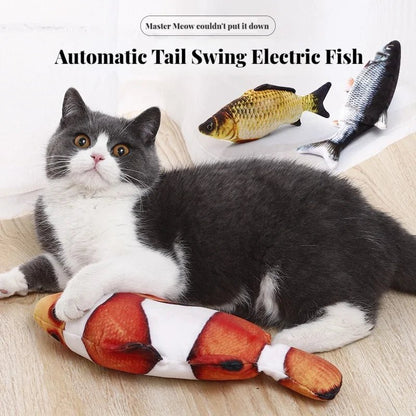 Electric Cat Toy Fish Pet Cat Toys Simulation Fish Swing Kitten Dance Fish Toy Funny Cats Chewing Playing Supplies USB Charging - Furbury