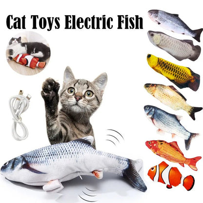 Electric Cat Toy Fish Pet Cat Toys Simulation Fish Swing Kitten Dance Fish Toy Funny Cats Chewing Playing Supplies USB Charging - Furbury