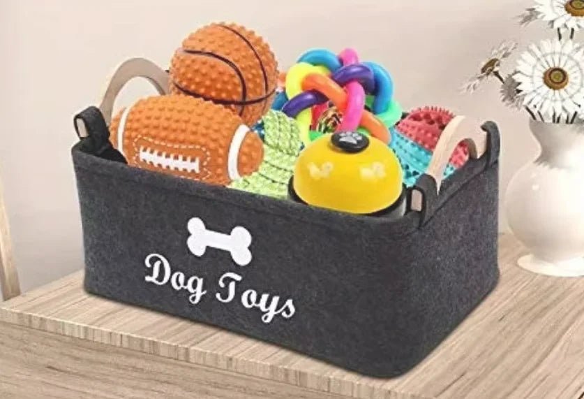 Felt pet toy box, dog toy box, storage basket box - perfect for organizing pets - Furbury