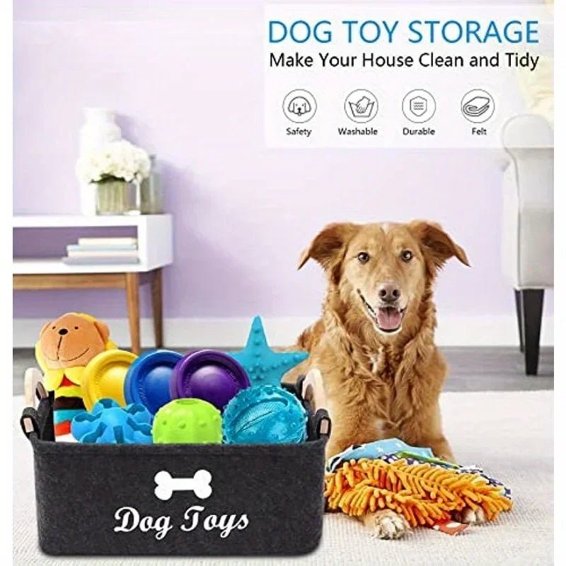 Felt pet toy box, dog toy box, storage basket box - perfect for organizing pets - Furbury