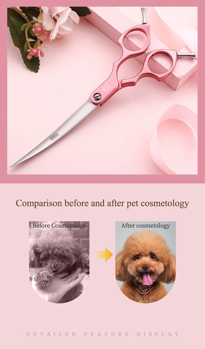 Fenice 6.0/6.5 Inch Professional Dog Grooming Scissors Curved Japan 440C Shear with High Quality Alloy Handle aseo de mascotas - Furbury