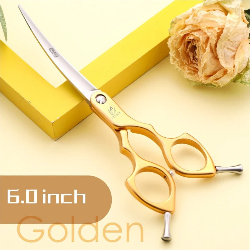 Fenice 6.0/6.5 Inch Professional Dog Grooming Scissors Curved Japan 440C Shear with High Quality Alloy Handle aseo de mascotas - Furbury