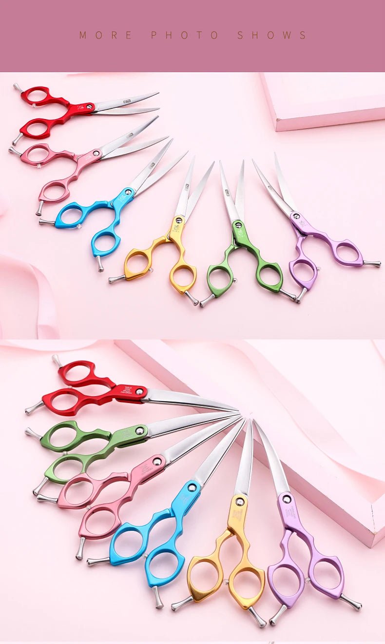 Fenice 6.0/6.5 Inch Professional Dog Grooming Scissors Curved Japan 440C Shear with High Quality Alloy Handle aseo de mascotas - Furbury