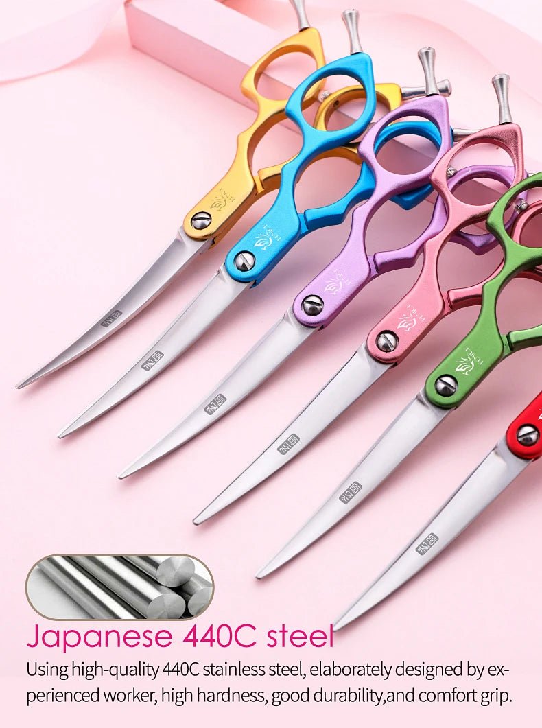 Fenice 6.0/6.5 Inch Professional Dog Grooming Scissors Curved Japan 440C Shear with High Quality Alloy Handle aseo de mascotas - Furbury