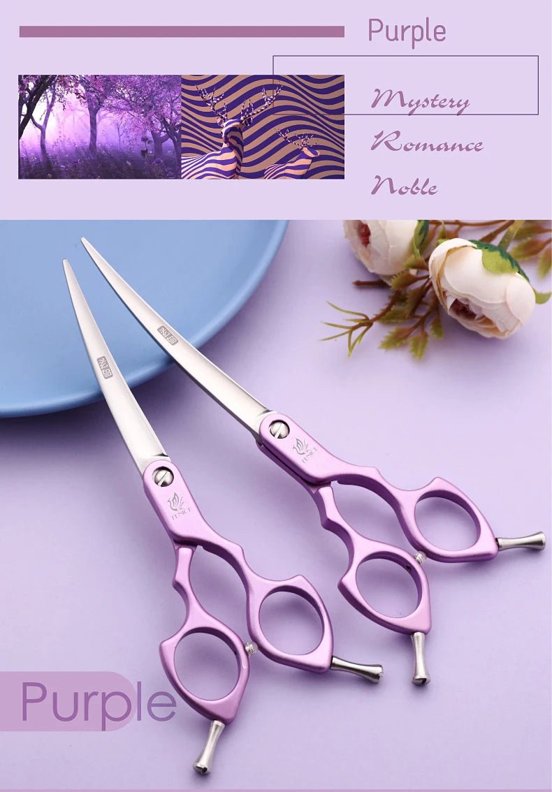 Fenice 6.0/6.5 Inch Professional Dog Grooming Scissors Curved Japan 440C Shear with High Quality Alloy Handle aseo de mascotas - Furbury