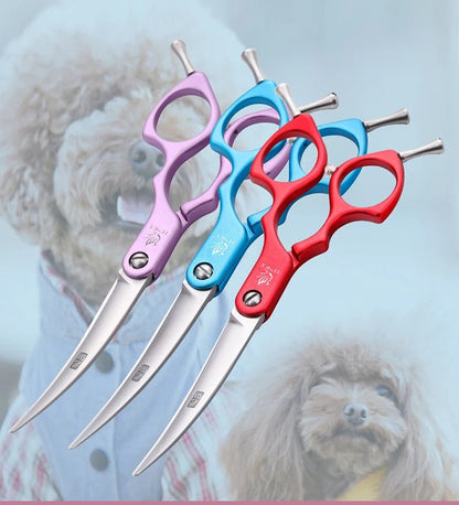 Fenice 6.0/6.5 Inch Professional Dog Grooming Scissors Curved Japan 440C Shear with High Quality Alloy Handle aseo de mascotas - Furbury