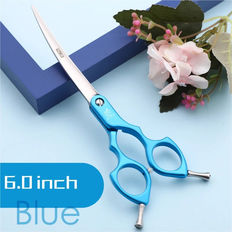 Fenice 6.0/6.5 Inch Professional Dog Grooming Scissors Curved Japan 440C Shear with High Quality Alloy Handle aseo de mascotas - Furbury