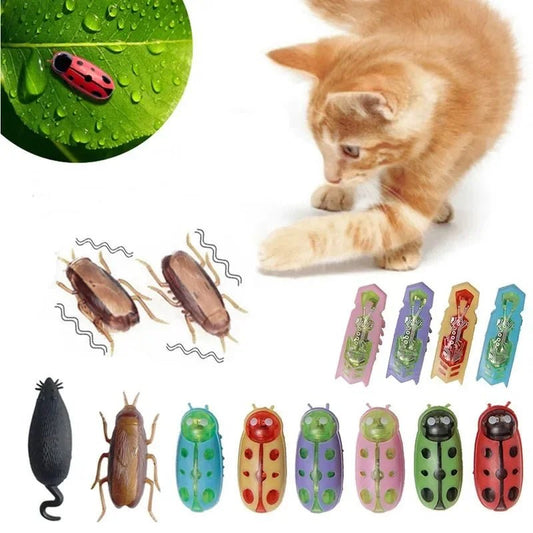 Funny Electric Bugs Catnip Toy Automatic Tunnel Mini Robot Bug Vibration Insect Toys For Cats Battery Operated Cockroach Ladybug - Furbury