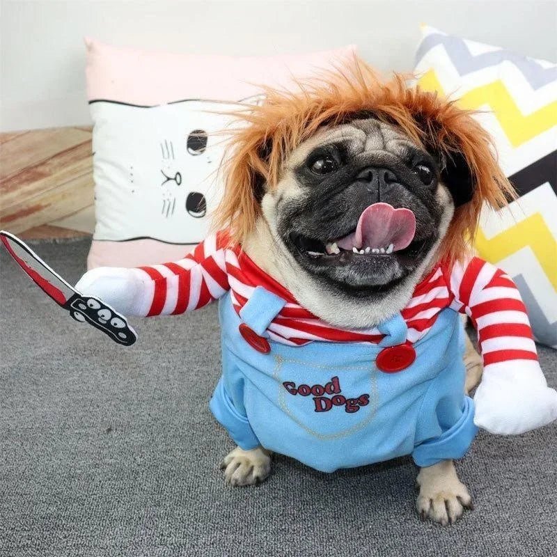 Funny Pet Puppy Clothes Halloween Pet Dog Costumes Comical Outfits Holding A Knife Set Pet Cat Dog Festival Party Clothing - Furbury