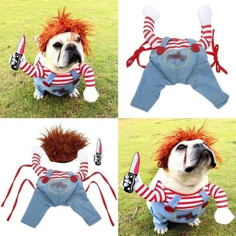 Funny Pet Puppy Clothes Halloween Pet Dog Costumes Comical Outfits Holding A Knife Set Pet Cat Dog Festival Party Clothing - Furbury