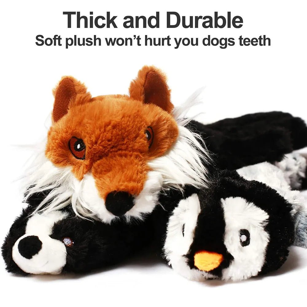 Funny Simulated Animal No Stuffing Dog Toy with Squeakers Durable Stuffingless Plush Squeaky Dog Chew Toy Crinkle Pet Squeak Toy - Furbury