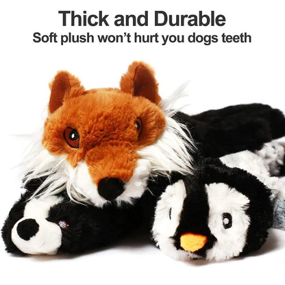 Funny Simulated Animal No Stuffing Dog Toy with Squeakers Durable Stuffingless Plush Squeaky Dog Chew Toy Crinkle Pet Squeak Toy - Furbury