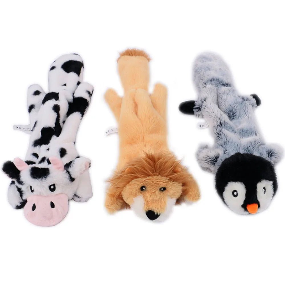 Funny Simulated Animal No Stuffing Dog Toy with Squeakers Durable Stuffingless Plush Squeaky Dog Chew Toy Crinkle Pet Squeak Toy - Furbury