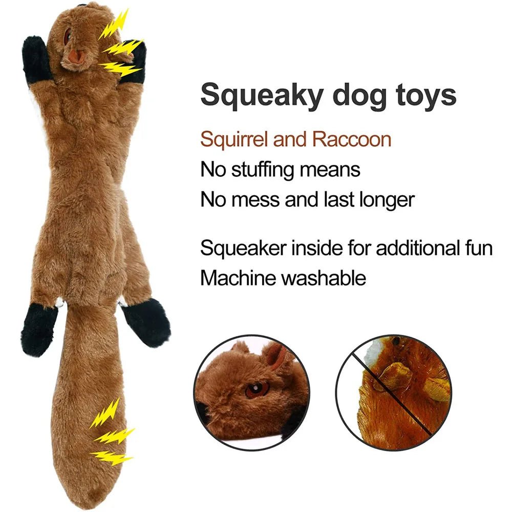 Funny Simulated Animal No Stuffing Dog Toy with Squeakers Durable Stuffingless Plush Squeaky Dog Chew Toy Crinkle Pet Squeak Toy - Furbury