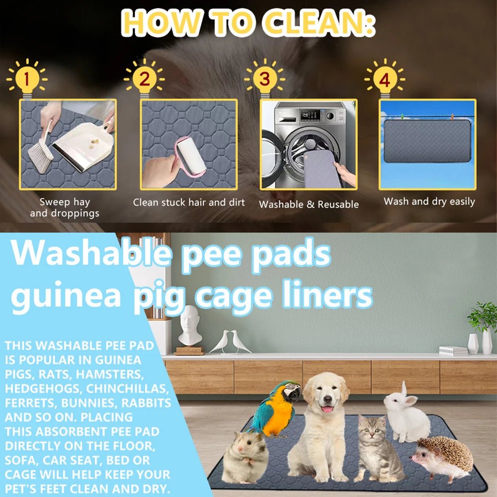 Guinea Pig Cage Lining Washable Guinea Pig Skin Pad Reusable and Non slip Urinary Pad for Guinea Pig Cat Dog Bed small animal - Furbury