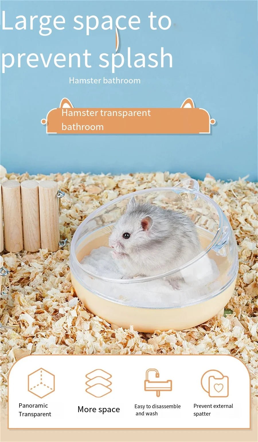 Hamster Bathroom House Sandbox Full Transparent Urine Sand Basin Golden Bear Supplies Sand Bath Container Small Pet Bathroom - Furbury