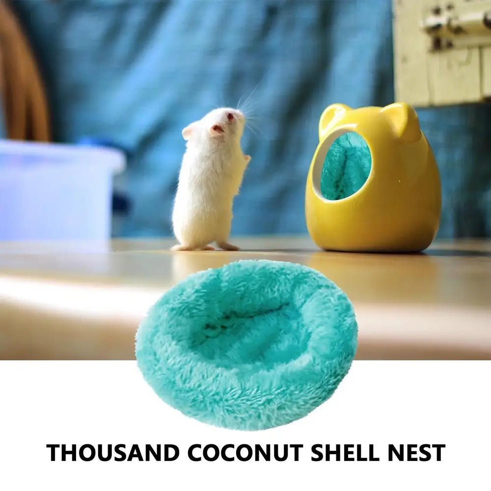 Hamster Coconut Bed Natural Coconut Hamster Hideout Hammock Suspension Coconut Husk Hamster Bed House With Warm Pad Small Animal - Furbury