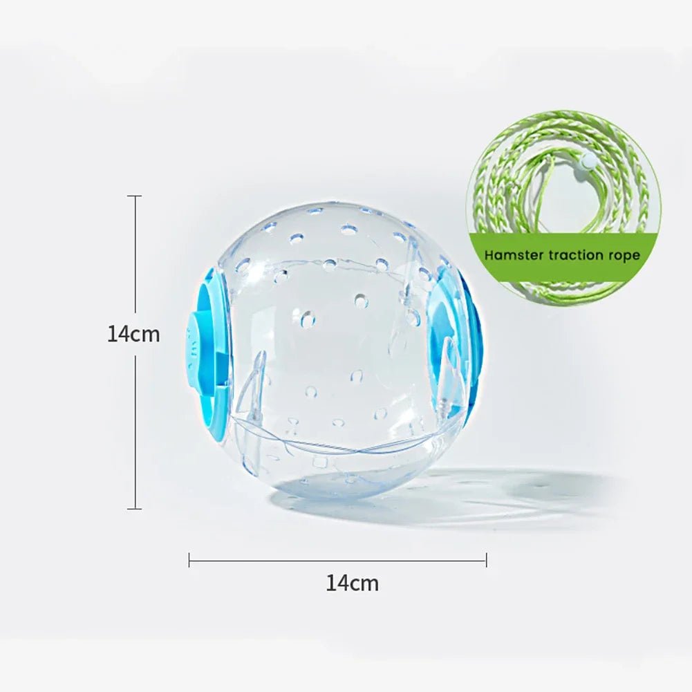 Hamster Exercise Ball Transparent Hamster Running Ball Wheel With Traction Rope For Small Animals Pet Supplies 14cm/18/cm - Furbury