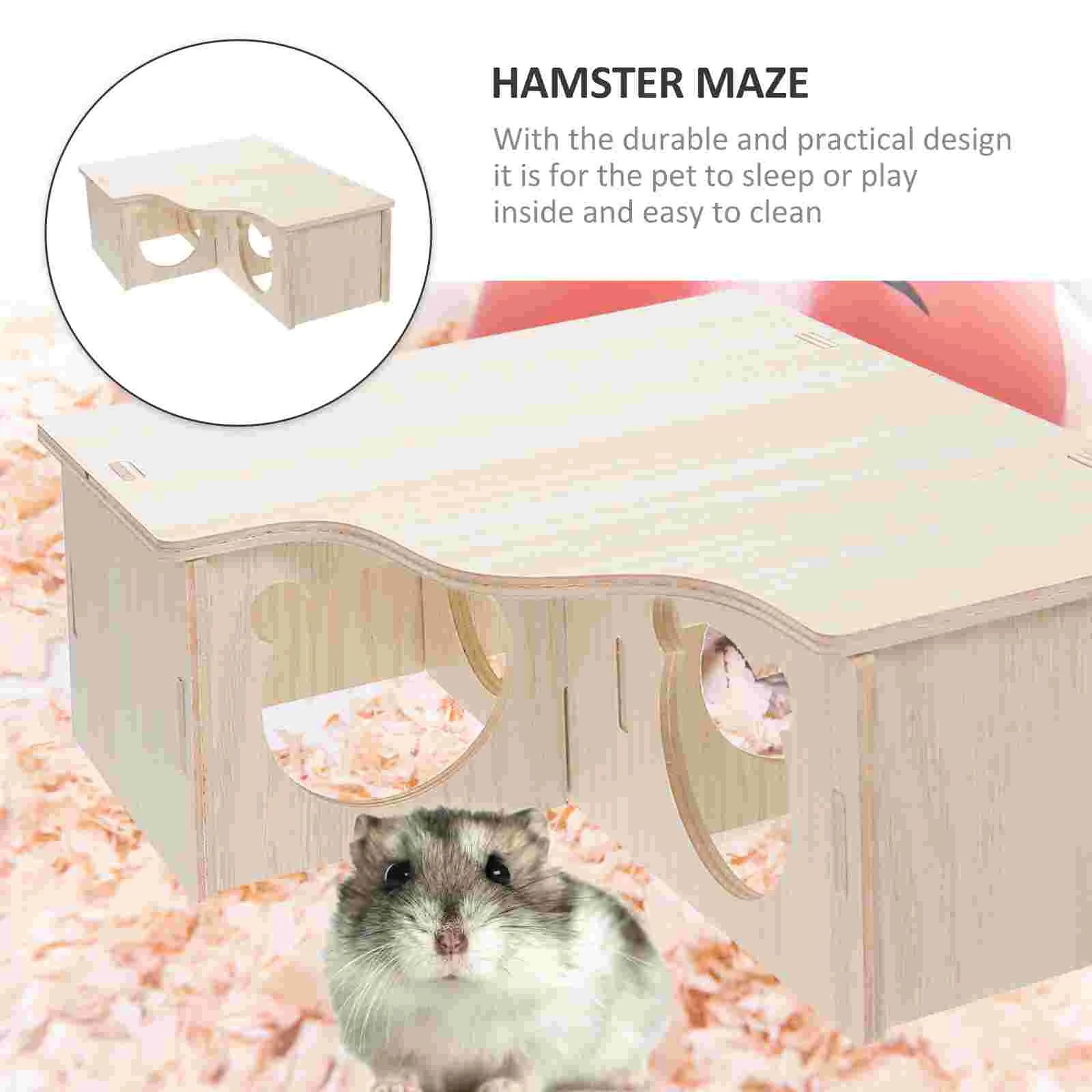 Hamster House Wooden Guinea Pig Plaything Decorative Pet Nest Habitat Mouse Hide - Furbury