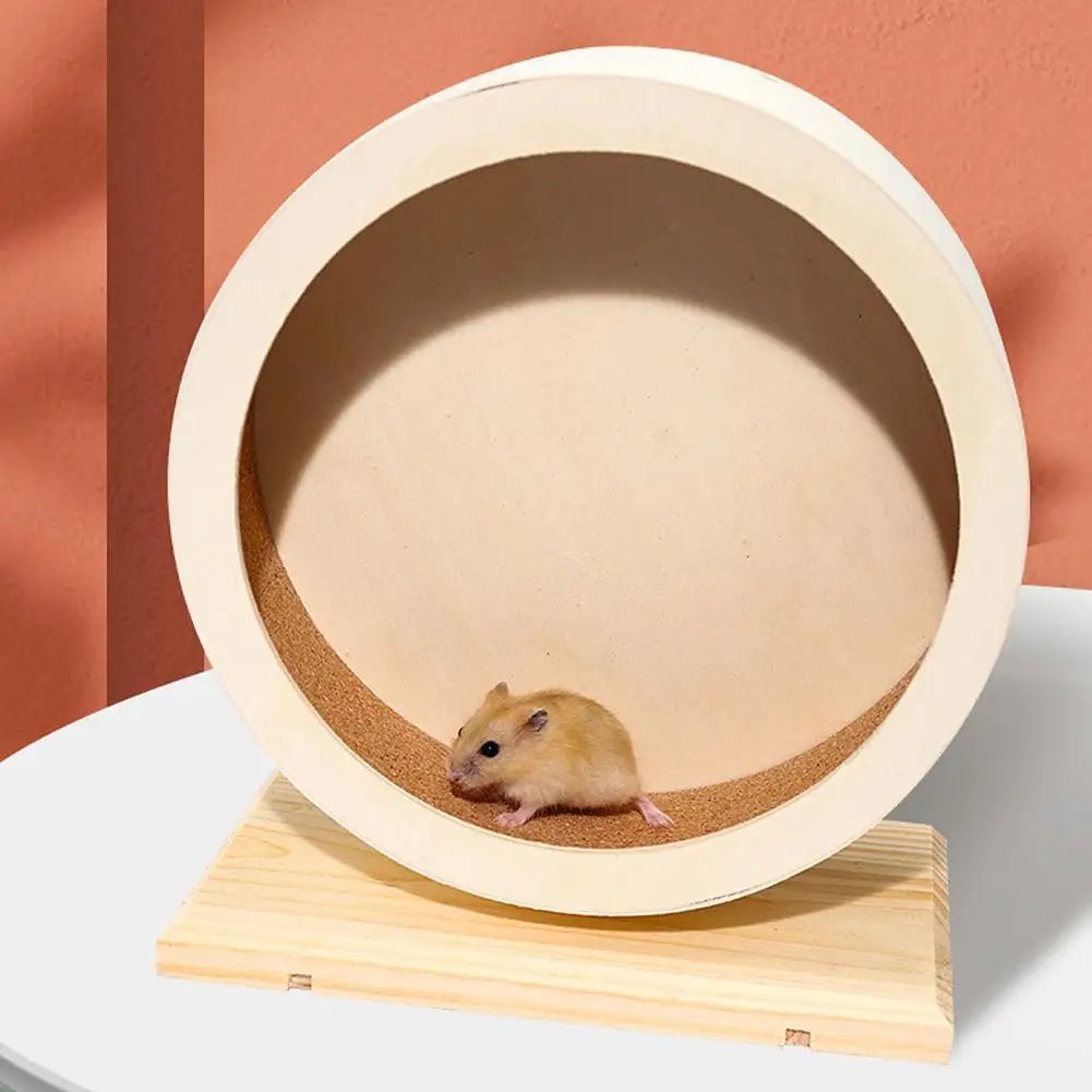 Hamster Running Wheel Golden Bear Mute Wooden Belt Bracket With Cork Pad Roller Sports Golden Bear Landscaping Pet Supplies - Furbury