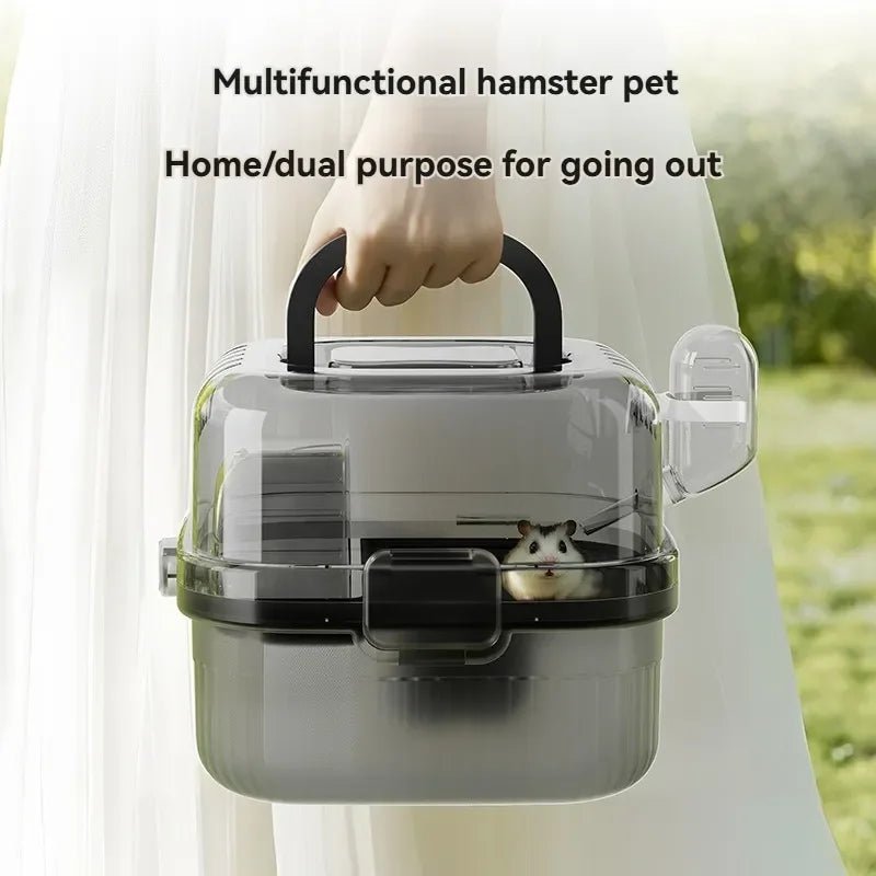 Hamster travel Cage lightweight chinchilla carrier bag with handle,breathable hamster habitat with water bottle,large capacity - Furbury