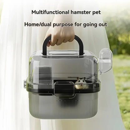 Hamster travel Cage lightweight chinchilla carrier bag with handle,breathable hamster habitat with water bottle,large capacity - Furbury