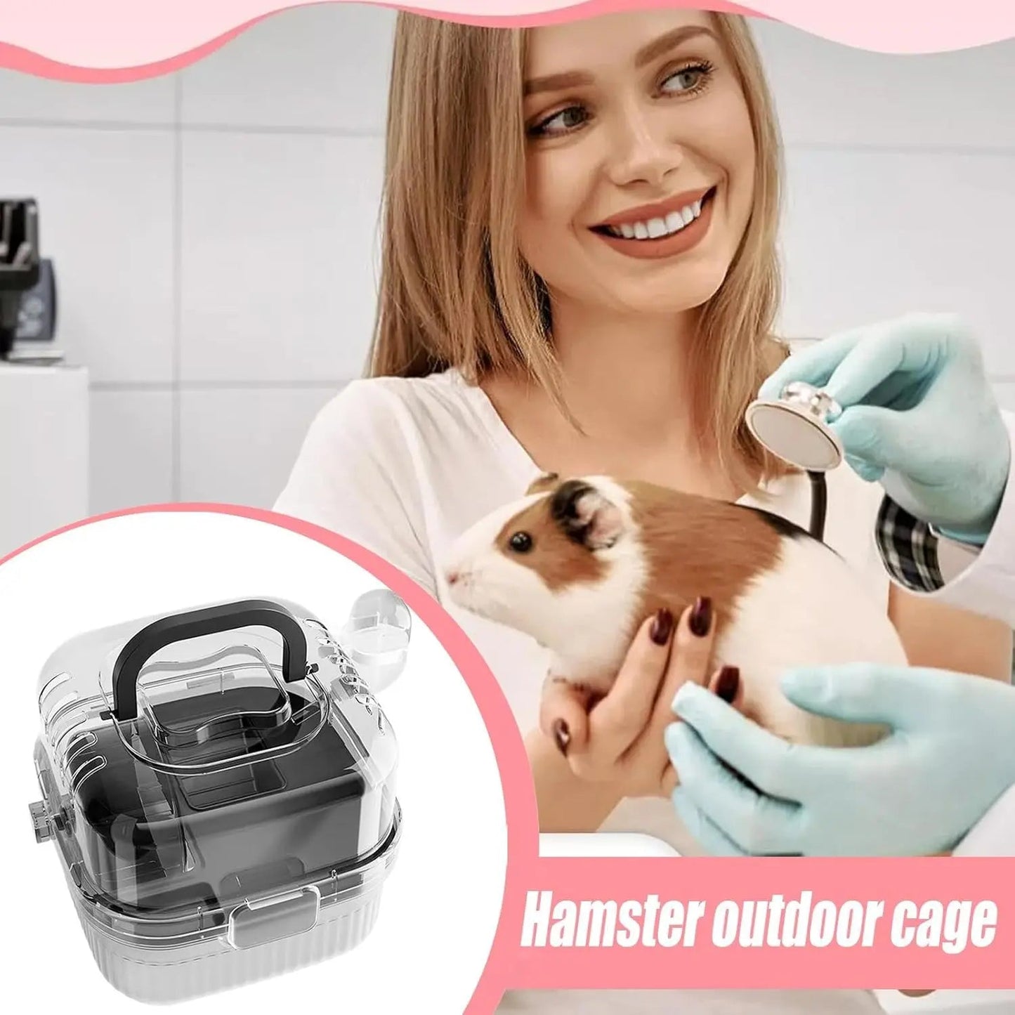 Hamster travel Cage lightweight chinchilla carrier bag with handle,breathable hamster habitat with water bottle,large capacity - Furbury