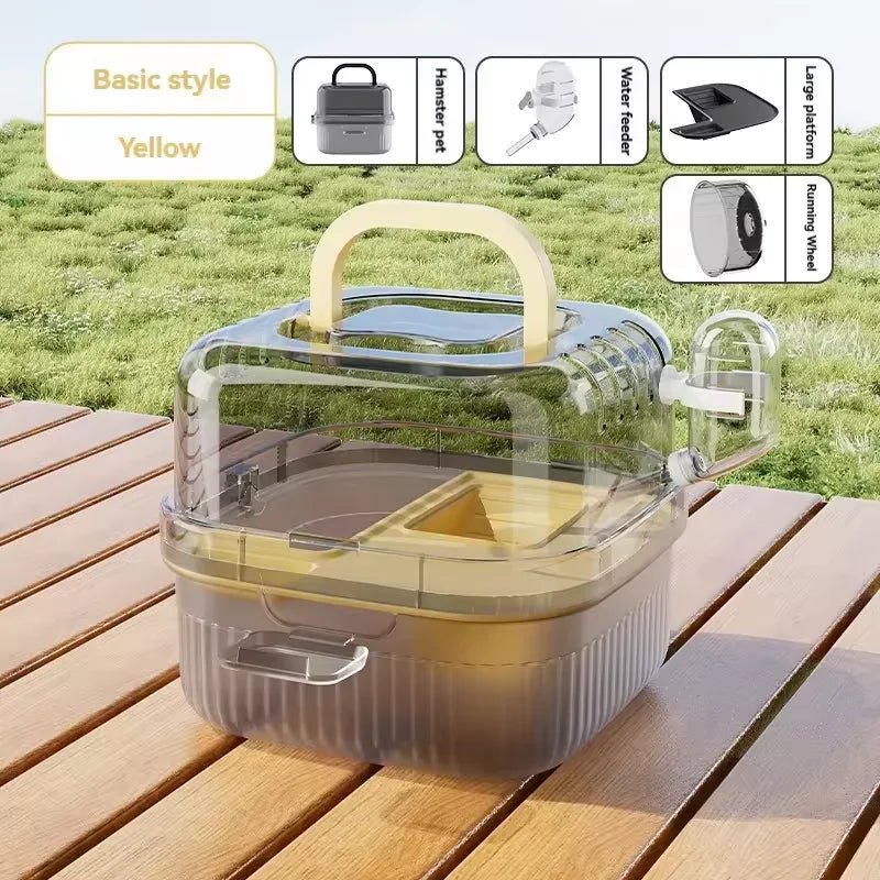 Hamster travel Cage lightweight chinchilla carrier bag with handle,breathable hamster habitat with water bottle,large capacity - Furbury