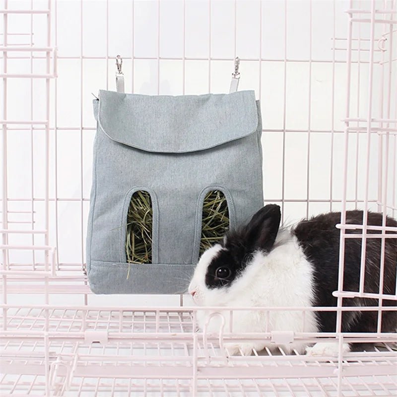 Hanging Pouch Feeder Hay Bag Holder Feeding Dispenser Container for Rabbit Guinea Pig Small Animals Pet - Furbury