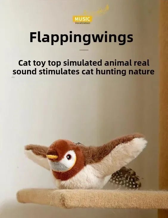 Hot Cat Interactive Toys Catnip Electric Pat Bird (with Catnip) Dog Cats Touch - Activated Squeaky Plush Toy Pet USB Rechargeable - Furbury