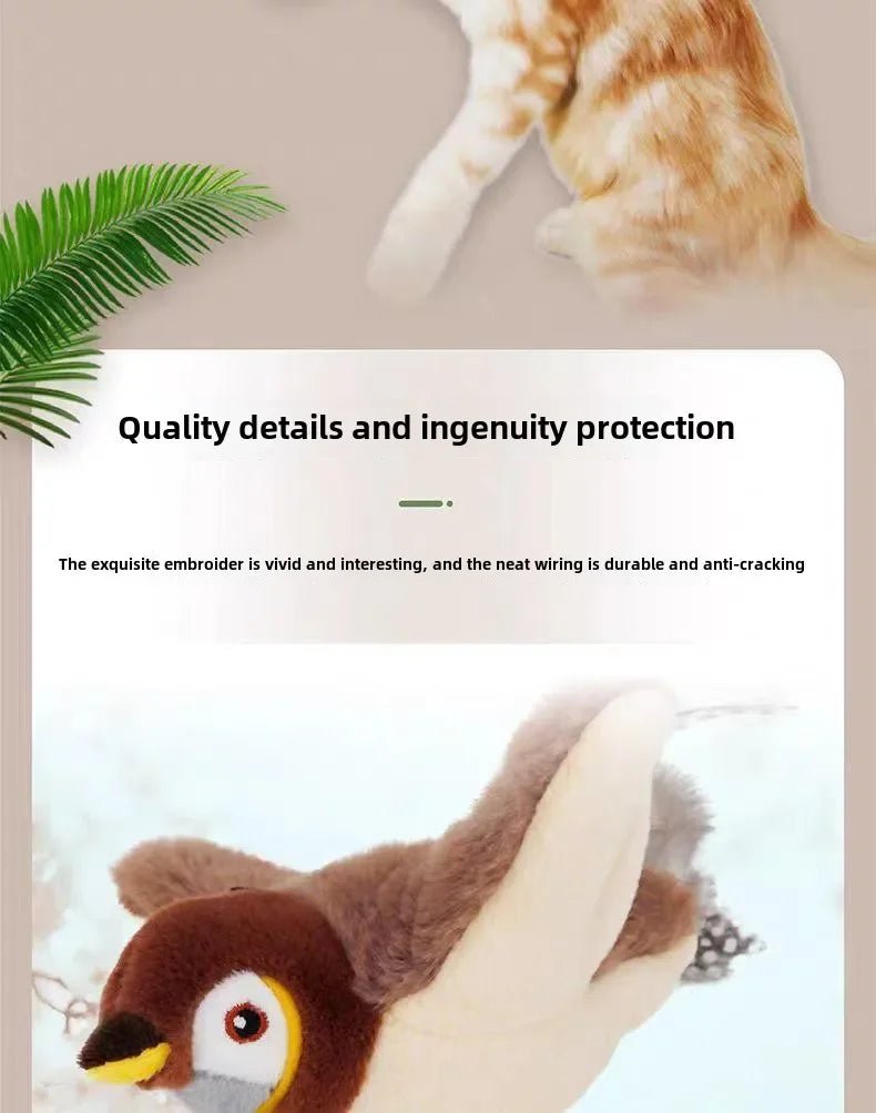 Hot Cat Interactive Toys Catnip Electric Pat Bird (with Catnip) Dog Cats Touch - Activated Squeaky Plush Toy Pet USB Rechargeable - Furbury