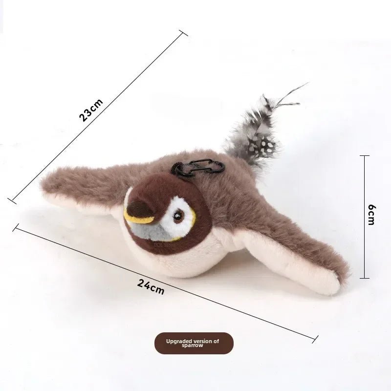 Hot Cat Interactive Toys Catnip Electric Pat Bird (with Catnip) Dog Cats Touch - Activated Squeaky Plush Toy Pet USB Rechargeable - Furbury