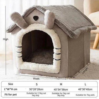 Indoor Warm Dog House Soft Pet Bed Tent House Dog Kennel Cat Bed with Removable Cushion Suitable for Small Medium Large Pets - Furbury