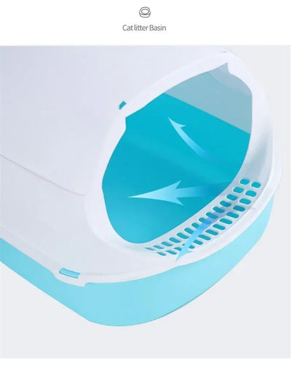 Kitty Sandbox Cat Litter Box Semi - enclosed Splashproof Cat Tray Cat Toilet Cleaning Basin Supplies Pet Toilet Kitten Tray Bedpan - Furbury