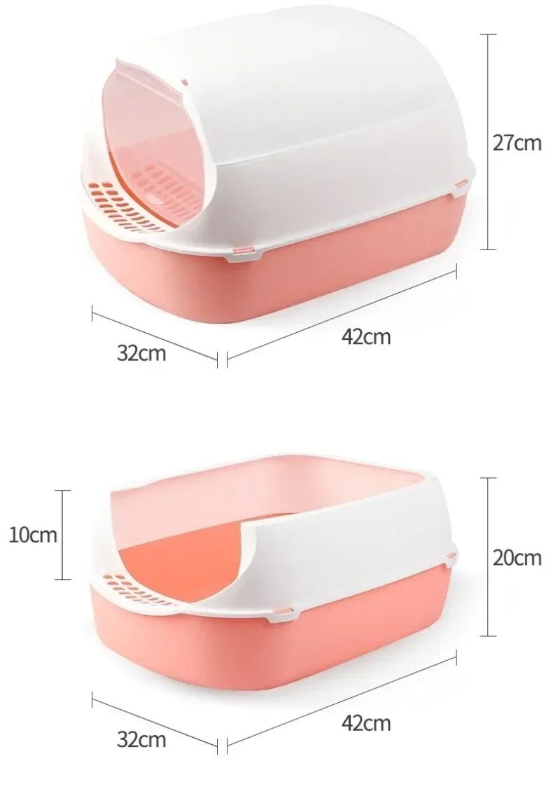 Kitty Sandbox Cat Litter Box Semi - enclosed Splashproof Cat Tray Cat Toilet Cleaning Basin Supplies Pet Toilet Kitten Tray Bedpan - Furbury