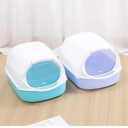 Kitty Sandbox Cat Litter Box Semi - enclosed Splashproof Cat Tray Cat Toilet Cleaning Basin Supplies Pet Toilet Kitten Tray Bedpan - Furbury