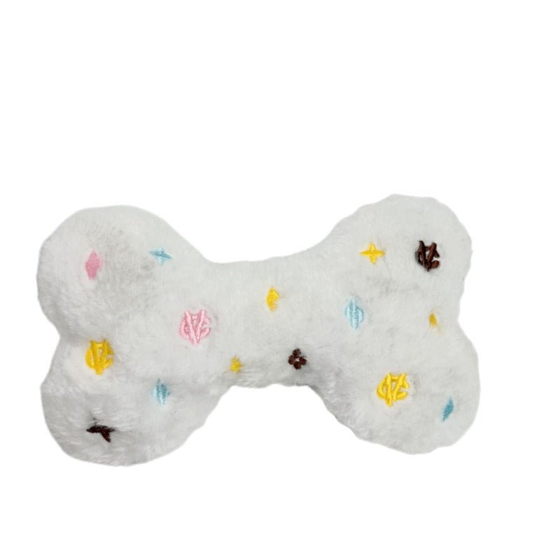 Luxury Fancy Pet Toy Bone Shaped Chew Toy Interactive Dog Supplies Squeaker Squeaky Plush Molar Toy Small Dogs Cats Product - Furbury