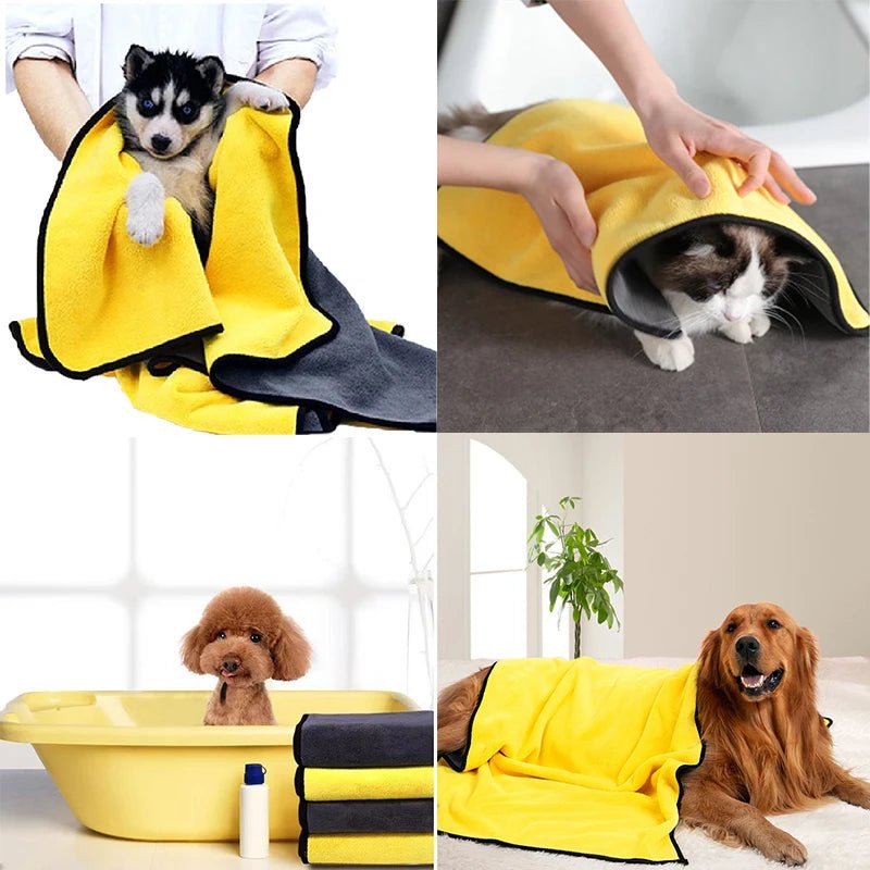 New Quick - Drying Dog And Cat Towels Soft Fiber Towels Absorbent Bath Towel Pet Bathrobe Convenient Cleaning Towel Pet Supplies - Furbury