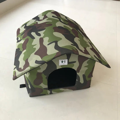 Outdoor Cat House Puppy Kitten Outdoor Shelter Waterproof Pet Cave Insulated Foldable Pet Tent Bed Removable Washable Pet House - Furbury